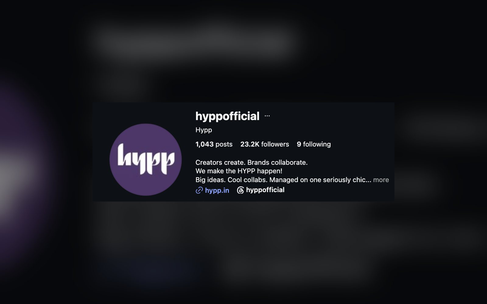 HYPP Instagram profile